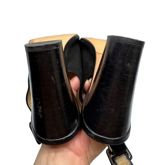 Barneys New York Black Suede Peep Toe Slingback Heel Bootie Women's sz EU40/US10 - Picture 8 of 12